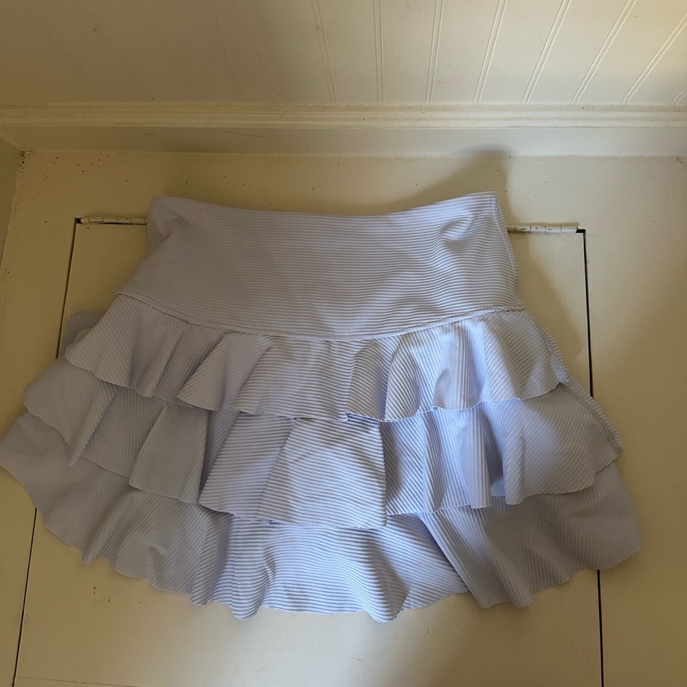 FP Movement by Free People Striped Ruffle Mini Skort in Lilac EUC